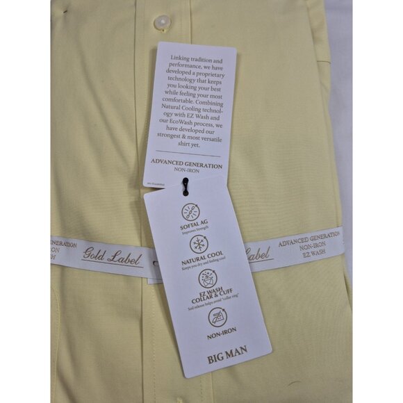 Roundtree & Yorke gold label Shirt Size 20 36-37 Yellow Advance Pinpoint (11) - Picture 4 of 4